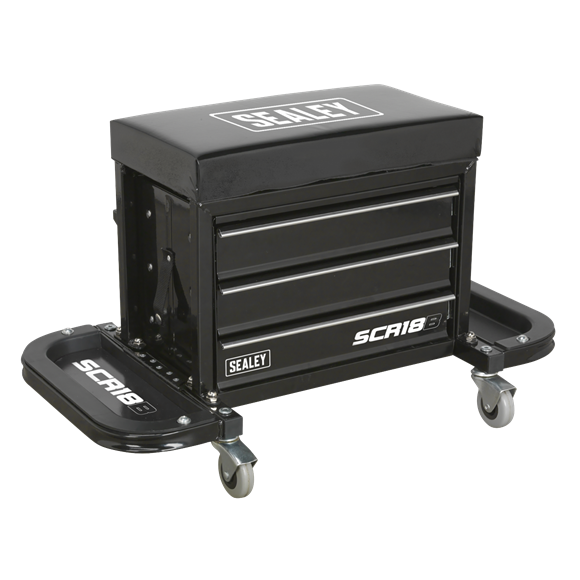 Sealey SCR18B Mechanic's Utility Seat & Toolbox - Black