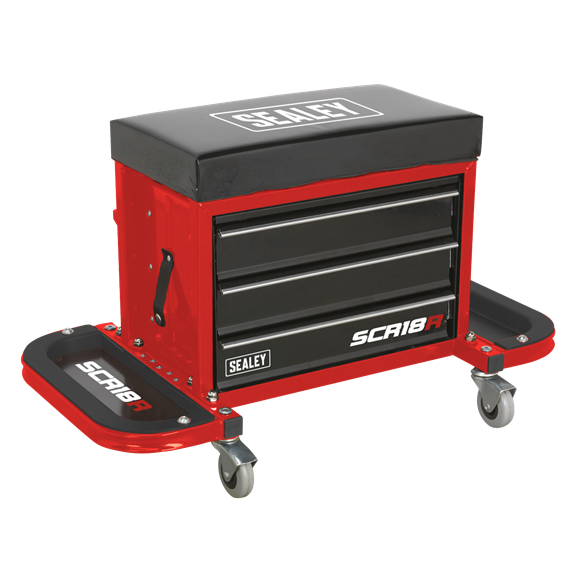 Sealey SCR18R Mechanic's Utility Seat & Toolbox - Red