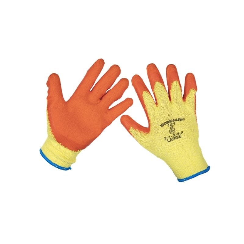 Sealey 9121L/B120 Super Grip Knitted Gloves Latex Palm (Large) - Pack of 120 Pairs