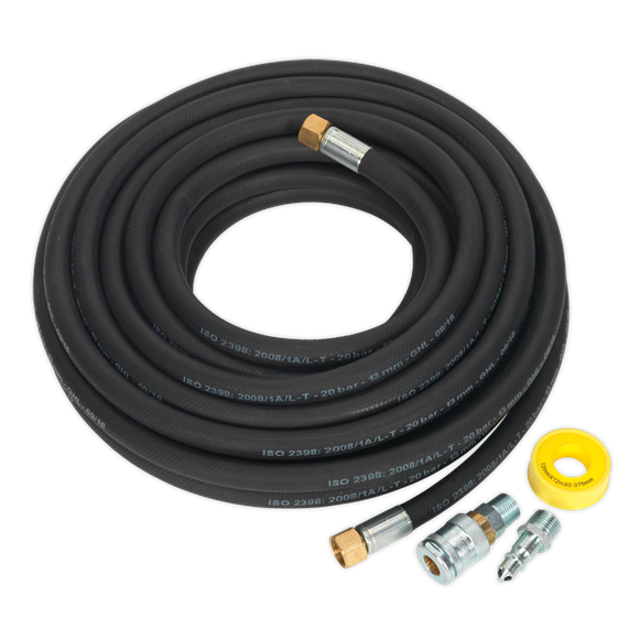 Sealey AHK04 Air Hose Kit 15m x Ø13mm High Flow with 100 Series Adaptors