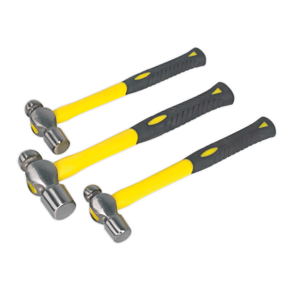 Sealey AK2031 Ball Pein Hammer Set 3pc with Fibreglass Shafts