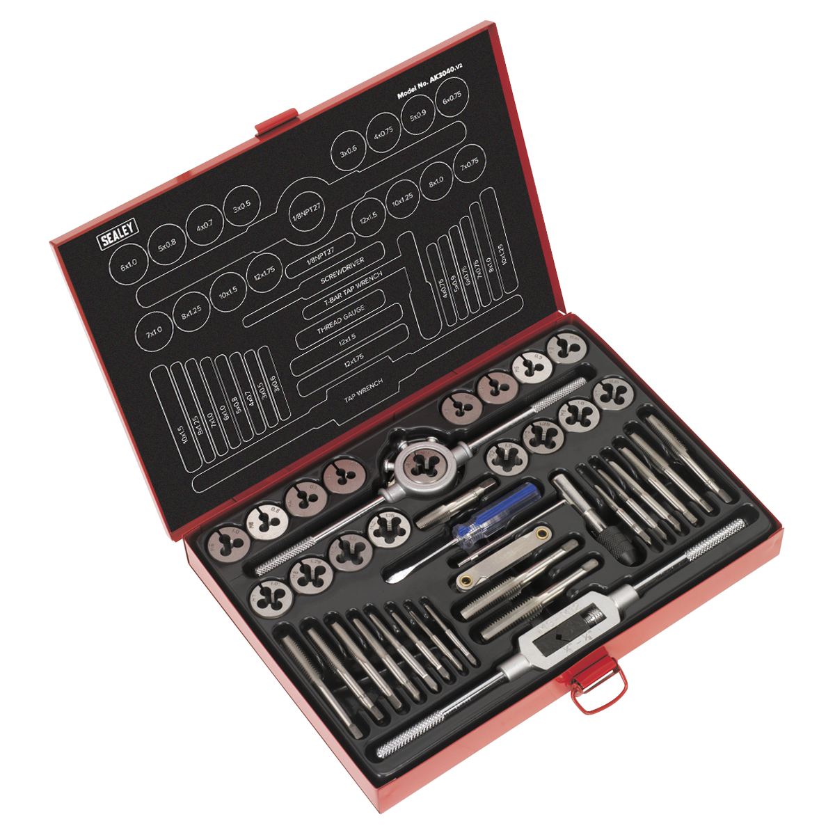 Sealey AK3040 Tap & Die Set 40pc Split Dies Metric