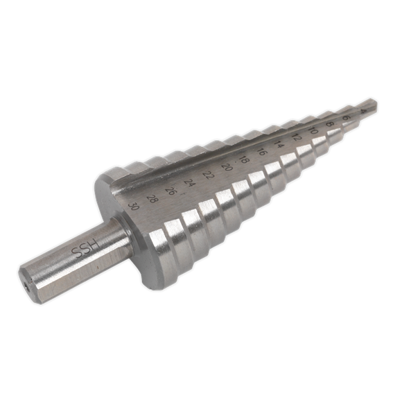 Sealey AK4732 HSS M2 Step Drill Bit 4-30mm Double Flute