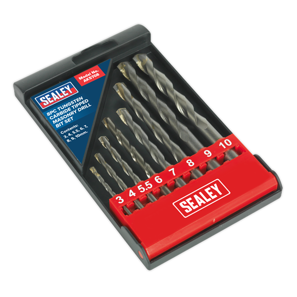 Sealey AK5708 Tungsten Carbide Tipped Masonry Drill Bit Set 8pc
