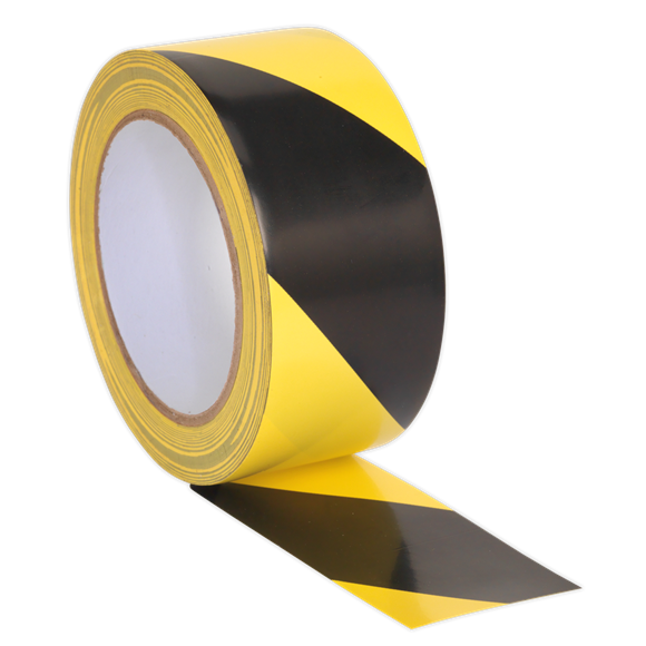 Sealey HWTBY Hazard Warning Tape 50mm x 33m Black/Yellow