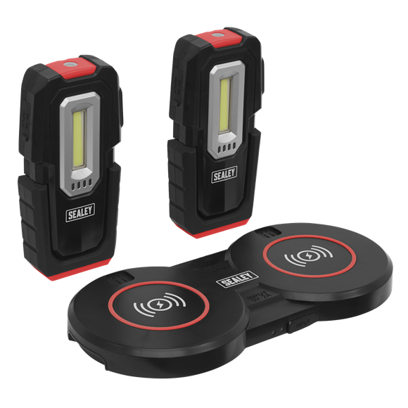 Sealey LEDWCBCOMBO3 Inspection Light (x2) 3W & 1W COB LED & Double Wireless Charging Base