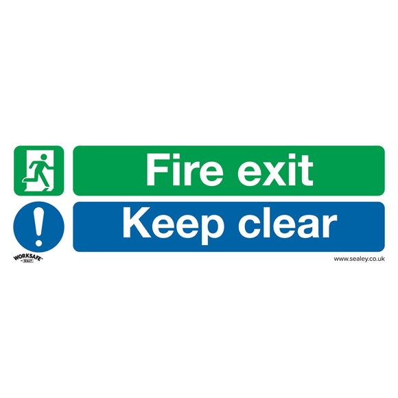 Sealey SS18P1 Safe Conditions Safety Sign - Fire Exit Keep Clear - Rigid Plastic