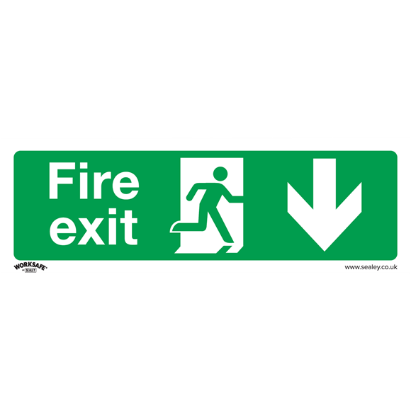 Sealey SS22V1 Safe Conditions Safety Sign - Fire Exit (Down) - Self-Adhesive Vinyl