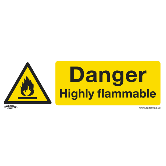 Sealey SS45P10 Warning Safety Sign - Danger Highly Flammable - Rigid Plastic - Pack of 10