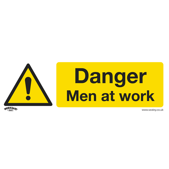 Sealey SS46P1 Warning Safety Sign - Danger Men At Work - Rigid Plastic