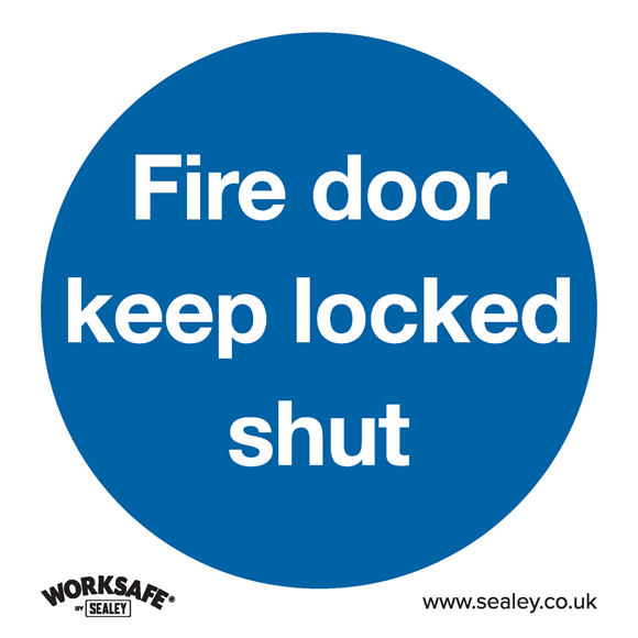 Sealey SS4P1 Mandatory Safety Sign - Fire Door Keep Locked Shut - Rigid Plastic