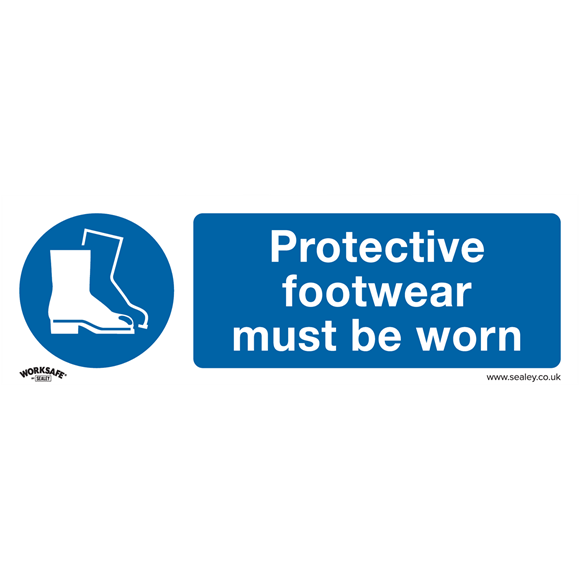 Sealey SS7P1 Mandatory Safety Sign - Protective Footwear Must Be Worn - Rigid Plastic