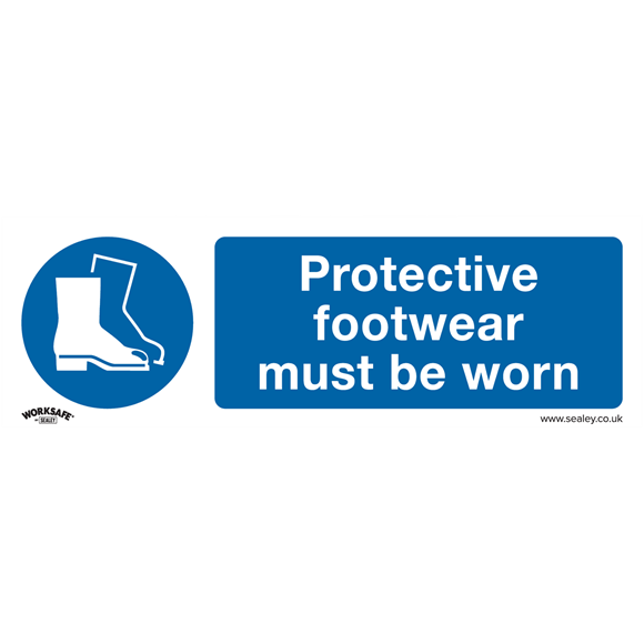 Sealey SS7P10 Mandatory Safety Sign - Protective Footwear Must Be Worn - Rigid Plastic - Pack of 10