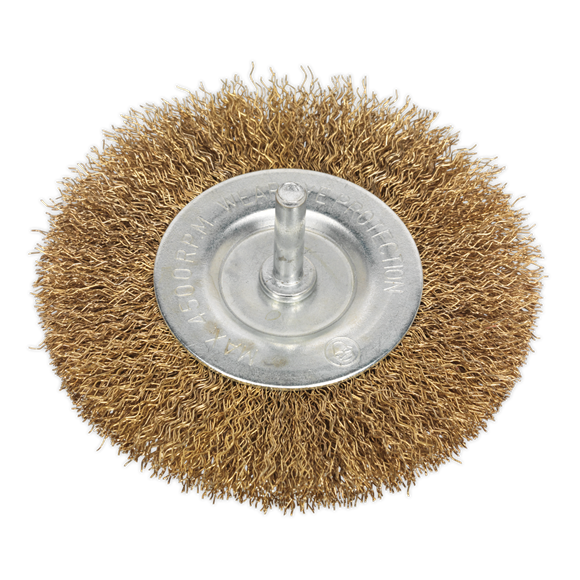 Sealey SFB100 Flat Wire Brush Ø100mm with 6mm Shaft