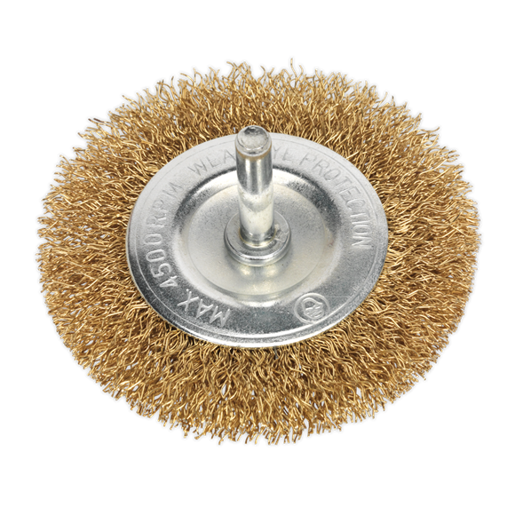 Sealey SFB75 Flat Wire Brush Ø75mm with 6mm Shaft