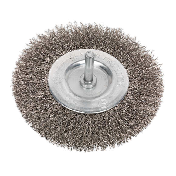 Sealey SFBS100 Flat Wire Brush Stainless Steel 100mm with 6mm Shaft