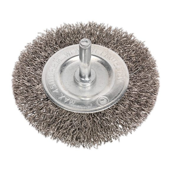 Sealey SFBS75 Flat Wire Brush Stainless Steel 75mm with 6mm Shaft