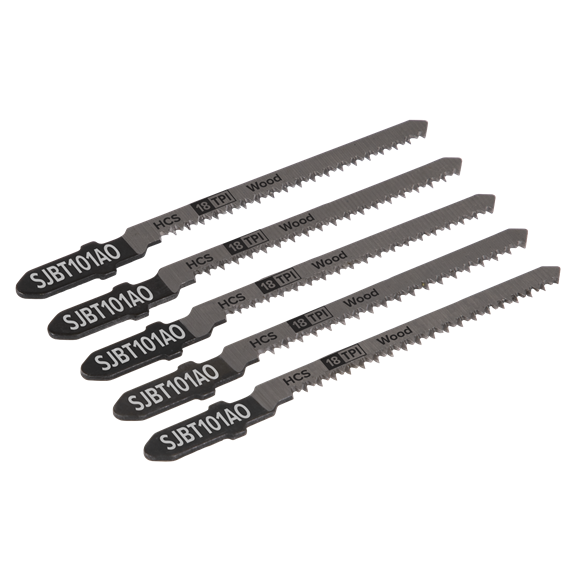 Sealey SJBT101AO Jigsaw Blade Hard Wood 83mm 18tpi - Pack of 5