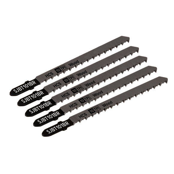 Sealey SJBT101BR Jigsaw Blade Hard Wood Downward Cut 100mm 10tpi - Pack of 5