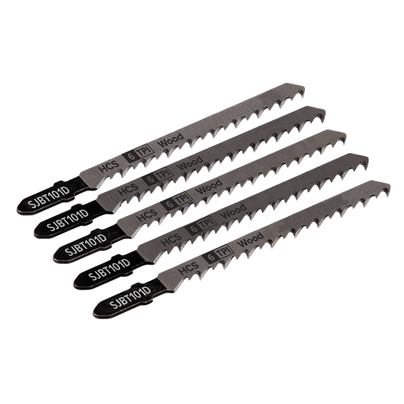 Sealey SJBT101D Jigsaw Blade Hard Wood 100mm 6tpi - Pack of 5
