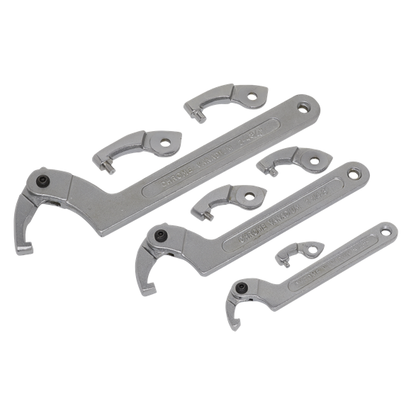 Sealey SMC2 Adjustable C Spanner - Hook & Pin Wrench Set 11pc