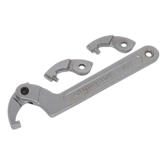 Sealey SMC2M Adjustable C Spanner - Hook & Pin Wrench Set 4pc 32-76mm