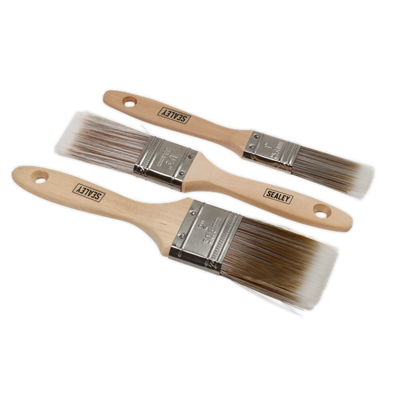 Sealey SPBS3W Wooden Handle Paint Brush Set 3pc