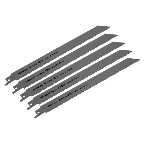 Sealey SRBR922HF Reciprocating Saw Blade Wood & Plastics 230mm 10tpi - Pack of 5