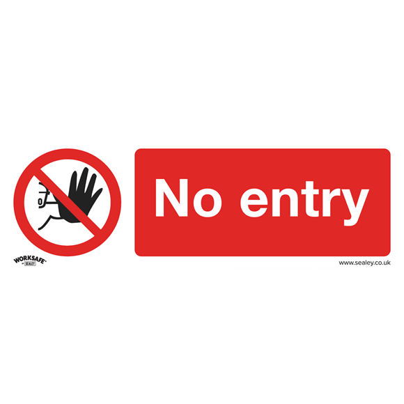 Sealey SS14P1 Prohibition Safety Sign - No Entry - Rigid Plastic