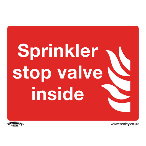 Sealey SS23V10 Safe Conditions Safety Sign - Sprinkler Stop Valve - Self-Adhesive Vinyl - Pack of 10