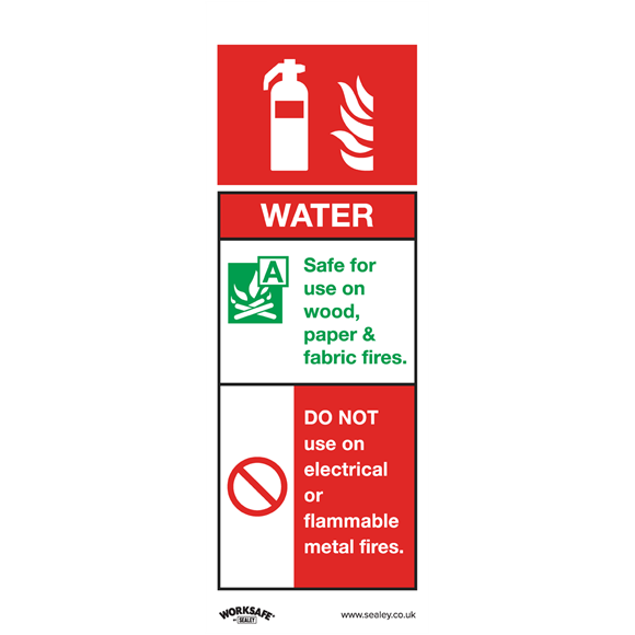 Sealey SS27P1 Safe Conditions Safety Sign - Water Fire Extinguisher - Rigid Plastic