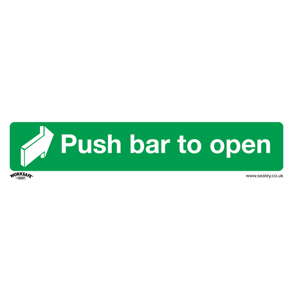 Sealey SS29V1 Safe Conditions Safety Sign - Push Bar To Open - Self-Adhesive Vinyl