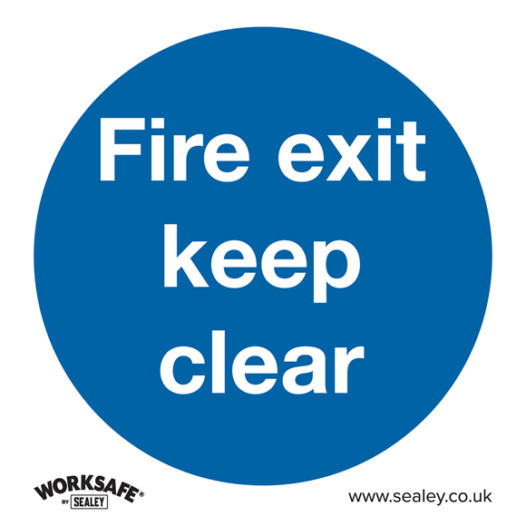 Sealey SS2V1 Mandatory Safety Sign - Fire Exit Keep Clear - Self-Adhesive Vinyl