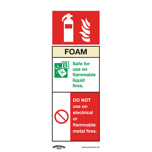 Sealey SS30V10 Safe Conditions Safety Sign - Foam Fire Extinguisher - Self-Adhesive Vinyl - Pack of 10