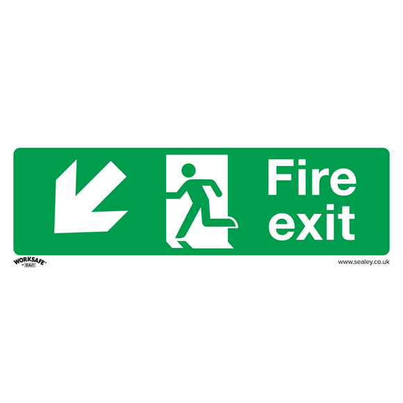 Sealey SS34V1 Safe Conditions Safety Sign - Fire Exit (Down Left) - Self-Adhesive Vinyl