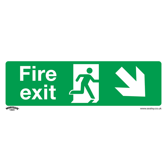 Sealey SS36V1 Safe Conditions Safety Sign - Fire Exit (Down Right) - Self-Adhesive Vinyl