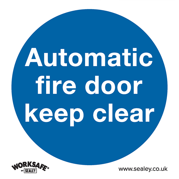 Sealey SS3P1 Mandatory Safety Sign - Automatic Fire Door Keep Clear - Rigid Plastic