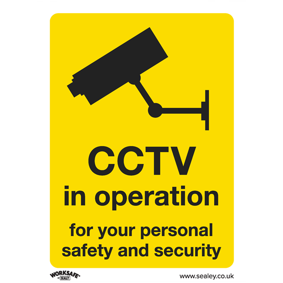 Sealey SS40P1 Warning Safety Sign - CCTV - Rigid Plastic