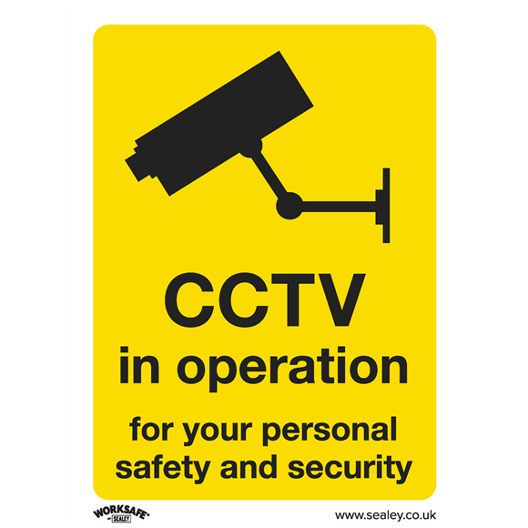 Sealey SS40V10 Warning Safety Sign - CCTV - Self-Adhesive Vinyl - Pack of 10