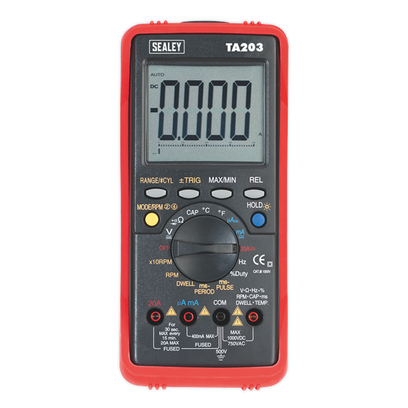 Sealey TA203 Digital Automotive Multimeter 15-Function Bar Graph/PC Link