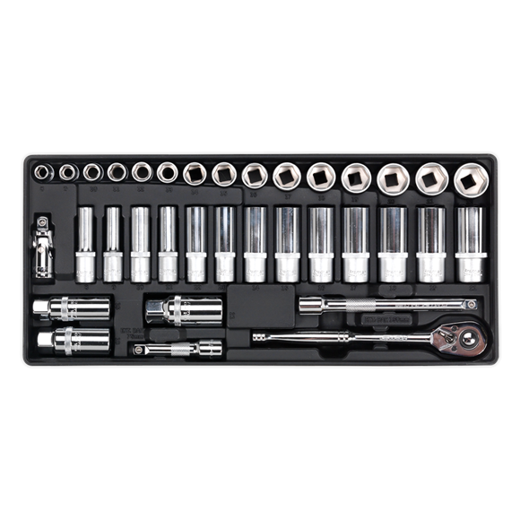 Sealey TBT20 Tool Tray with Socket Set 35pc 3/8