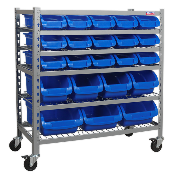 Sealey TPS22 Mobile Bin Storage System 22 Bins