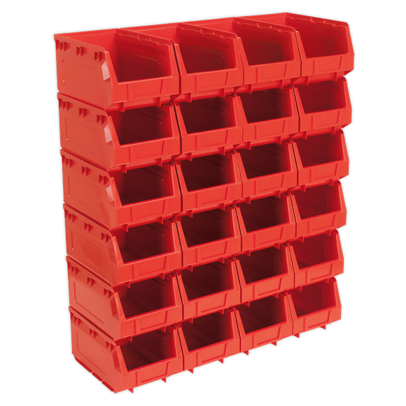 Sealey TPS324R Plastic Storage Bin 150 x 240 x 130mm - Red Pack of 24