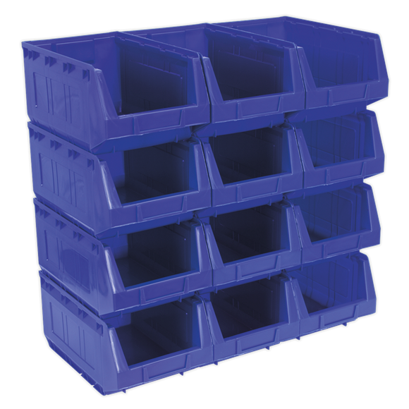 Sealey TPS412B Plastic Storage Bin 210 x 355 x 165mm - Blue Pack of 12