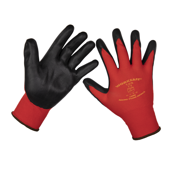 Sealey TSP125L/6 Flexi Grip Nitrile Palm Gloves (Large) - Pack of 6 Pairs