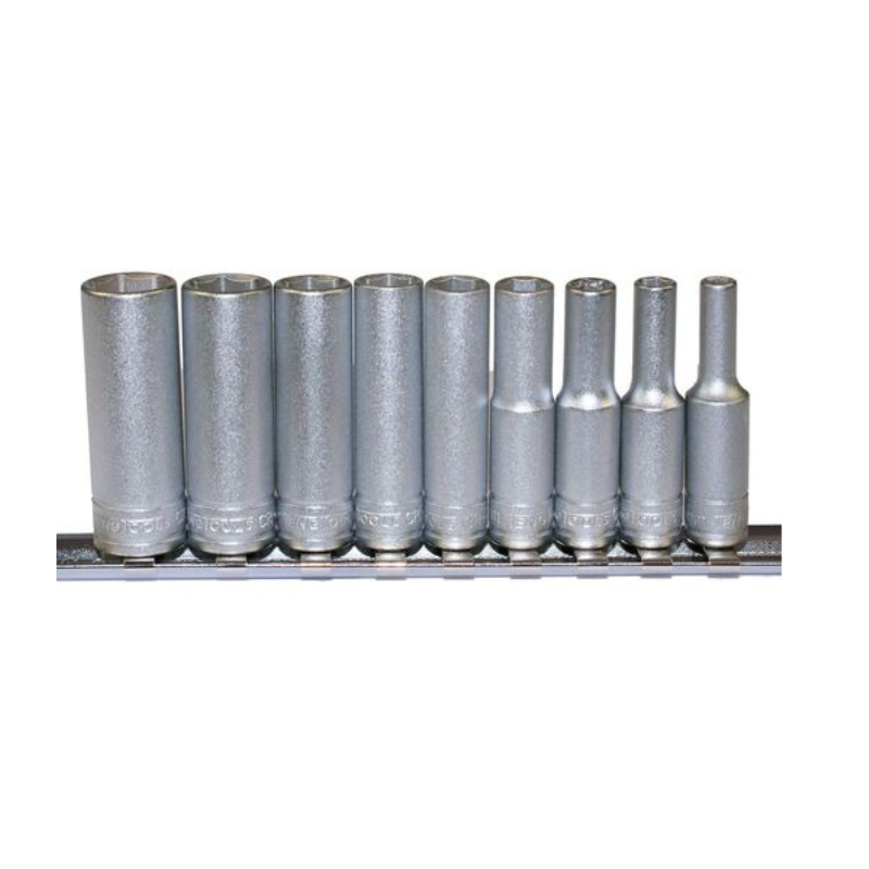 Teng M1407 Deep Socket Clip Rail Set of 10 Metric 1/4in Drive