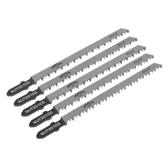 Sealey WJT301CD Jigsaw Blade Wood & Plastics 90mm 8tpi - Pack of 5