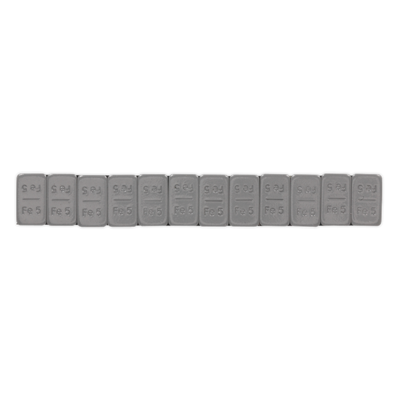 Sealey WWSA5PC Wheel Weight 5g Adhesive Zinc Plated Steel Plastic Coated Strip of 12 Pack of 100