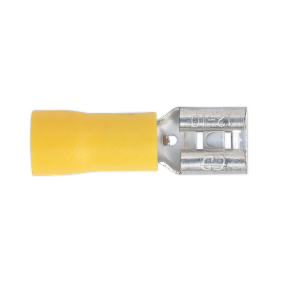 Sealey YT13 Push-On Terminal 6.3mm Female Yellow Pack of 100