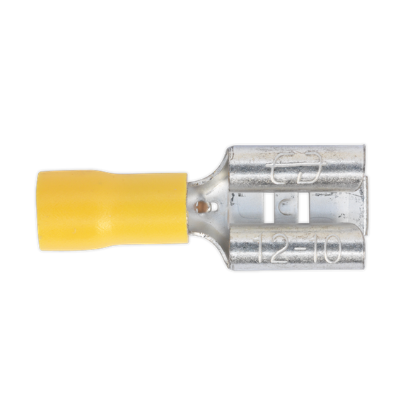 Sealey YT15 Push-On Terminal 6.3mm Male Yellow Pack of 100